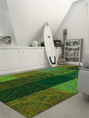 Louis de Poortere Vintage Kelim Tapijt 8106 Spring Leaves [Laatste] Groen
